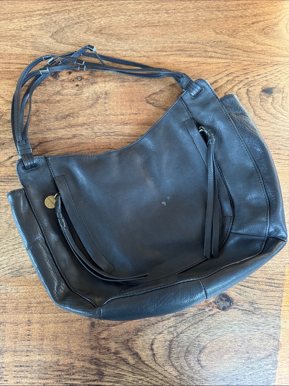 Lucky Brand Black Leather Hobo Shoulder Bag